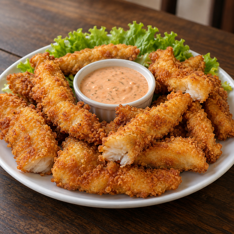 Gurjão de peixe com molho rosé